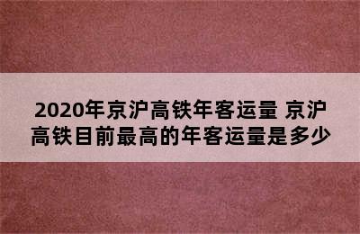 2020年京沪高铁年客运量 京沪高铁目前最高的年客运量是多少